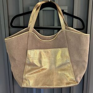 Modus Rio gold and jute large tote bag leather made in Brazil